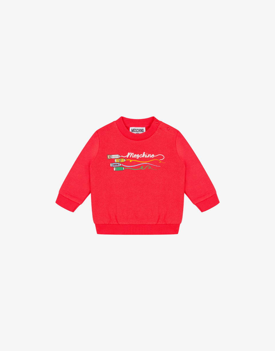 プリント・コットン・スウェットシャツ レッド Moschino 0