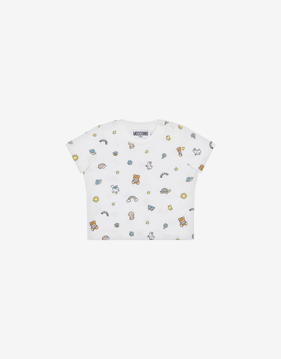 T-shirt en jersey Teddy Bear Blanc Moschino 0