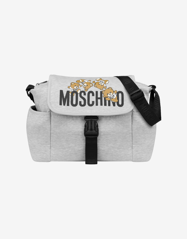 Borsa mamma con fasciatoio Teddy Logo Grigio Moschino 0