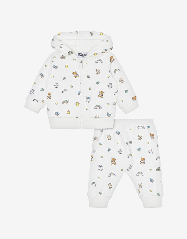 Completo tuta in felpa Teddy Bear Bianco Moschino 0