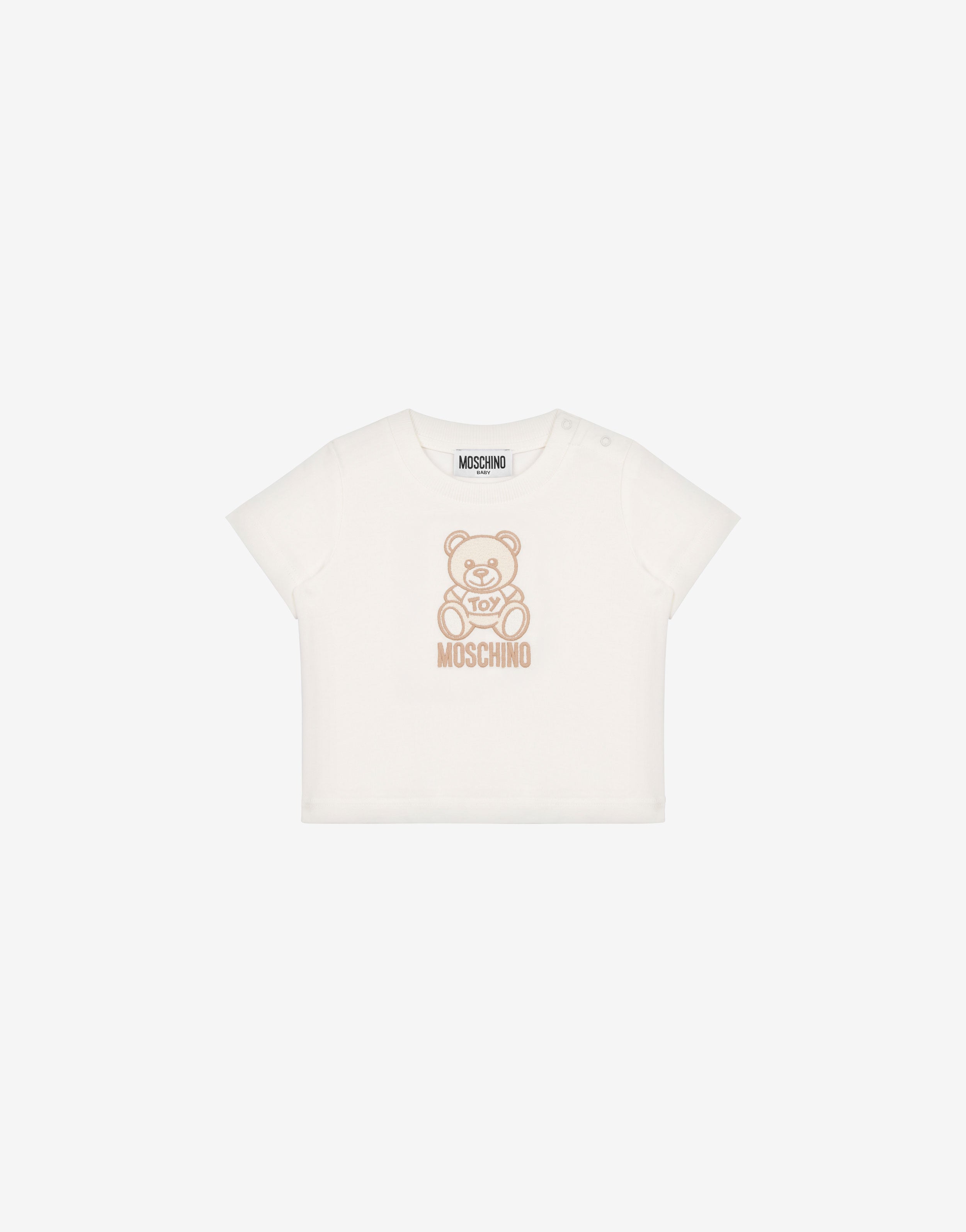 【MOSCHINO】Big Teddy Bear Embroidered Short-Sleeved T-shirt Jersey t-shirt with Teddy Bear embroidery | Moschino