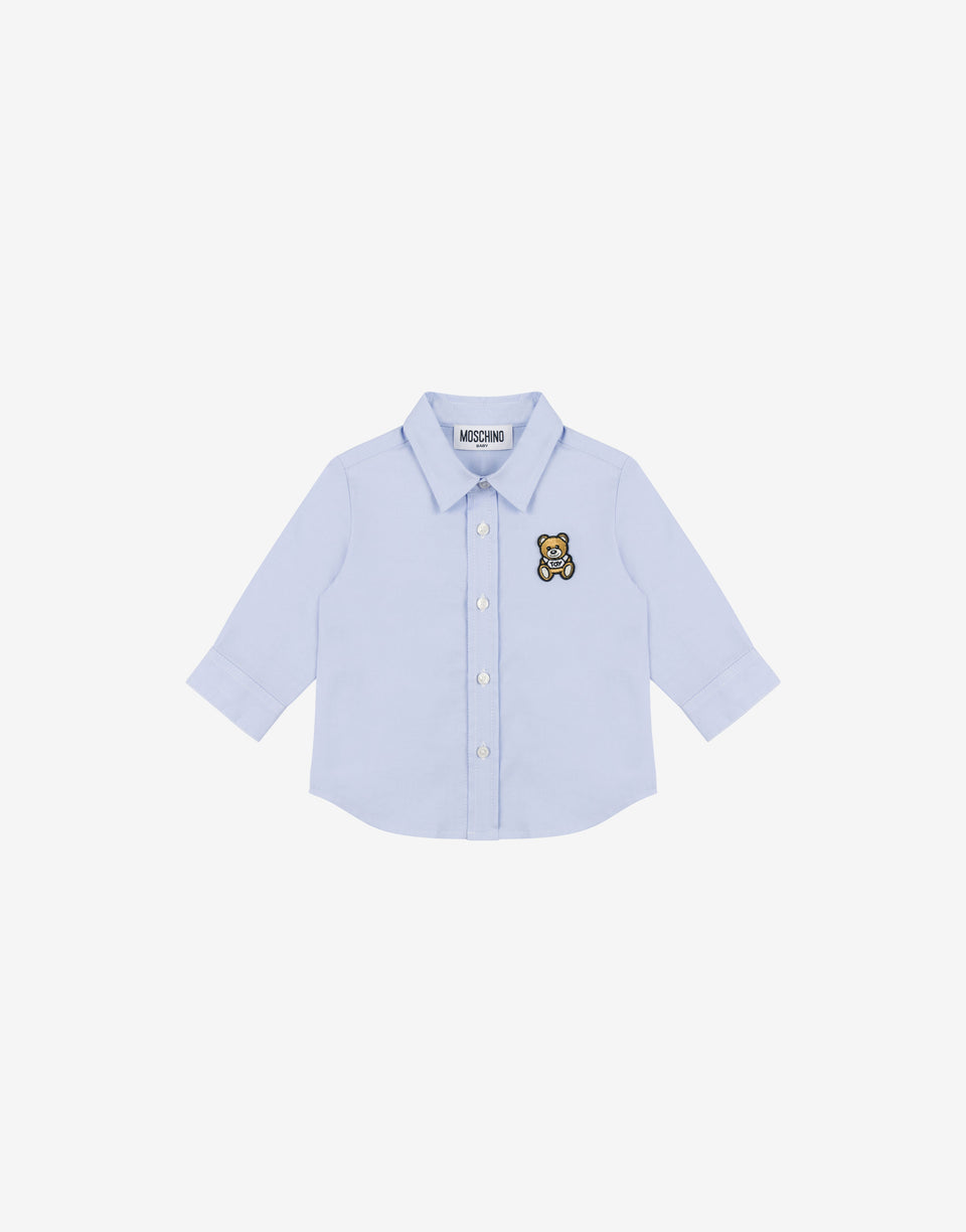 Teddy Patch Oxford cotton shirt Azure Moschino 0