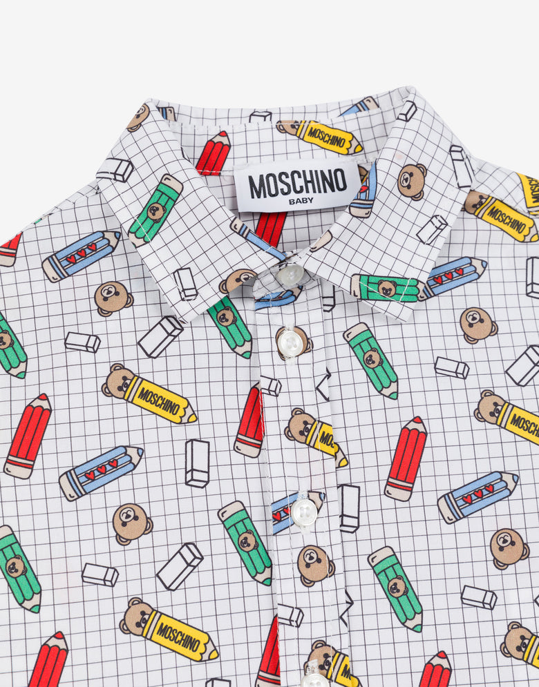 印花棉府绸衬衫 白色 Moschino 2