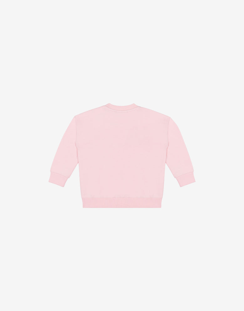Felpa in cotone Logo Print Rosa confetto Moschino 1