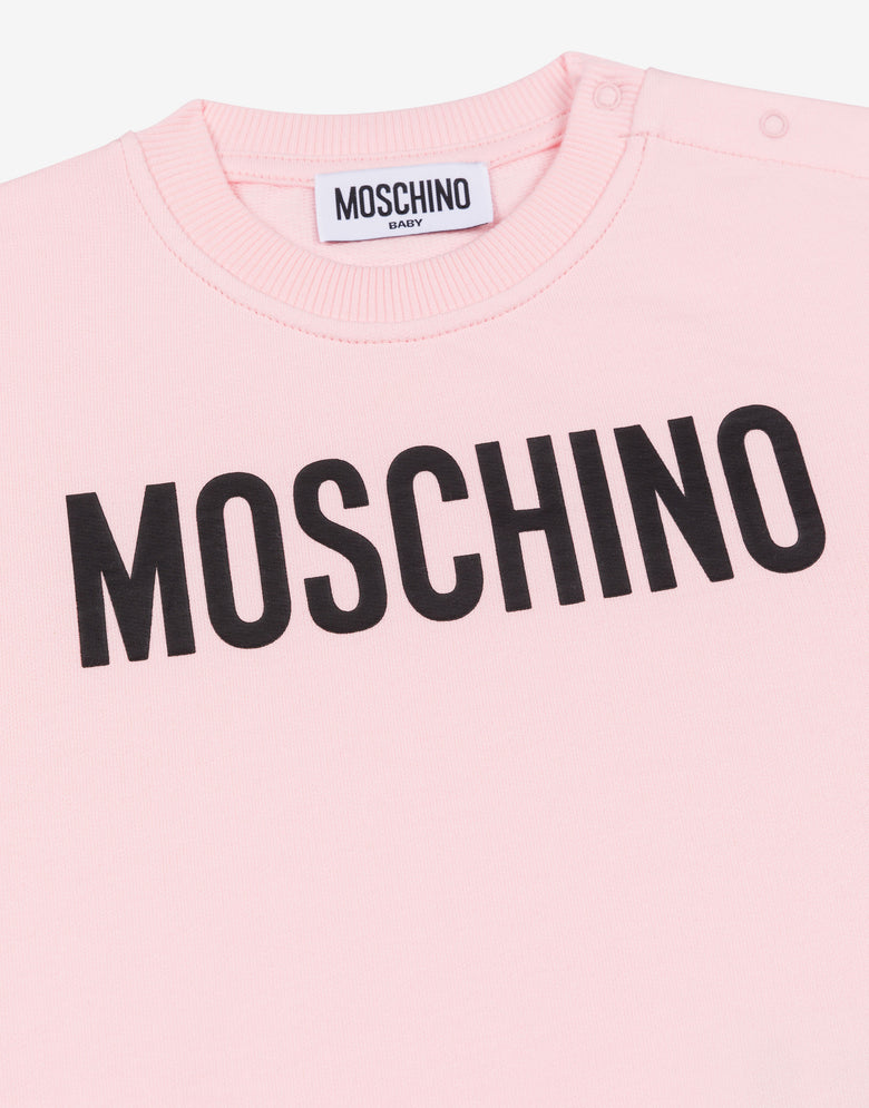 Felpa in cotone Logo Print Rosa confetto Moschino 2