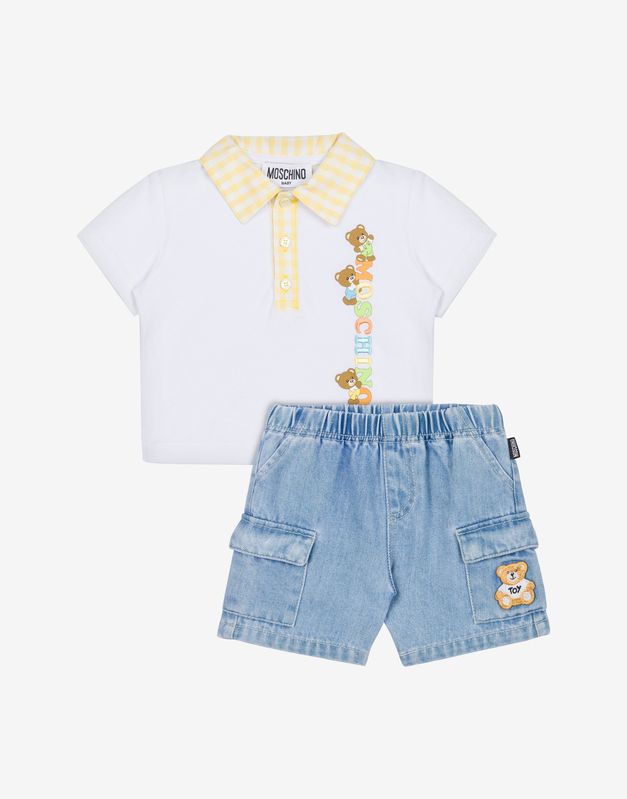 Polo and denim shorts set