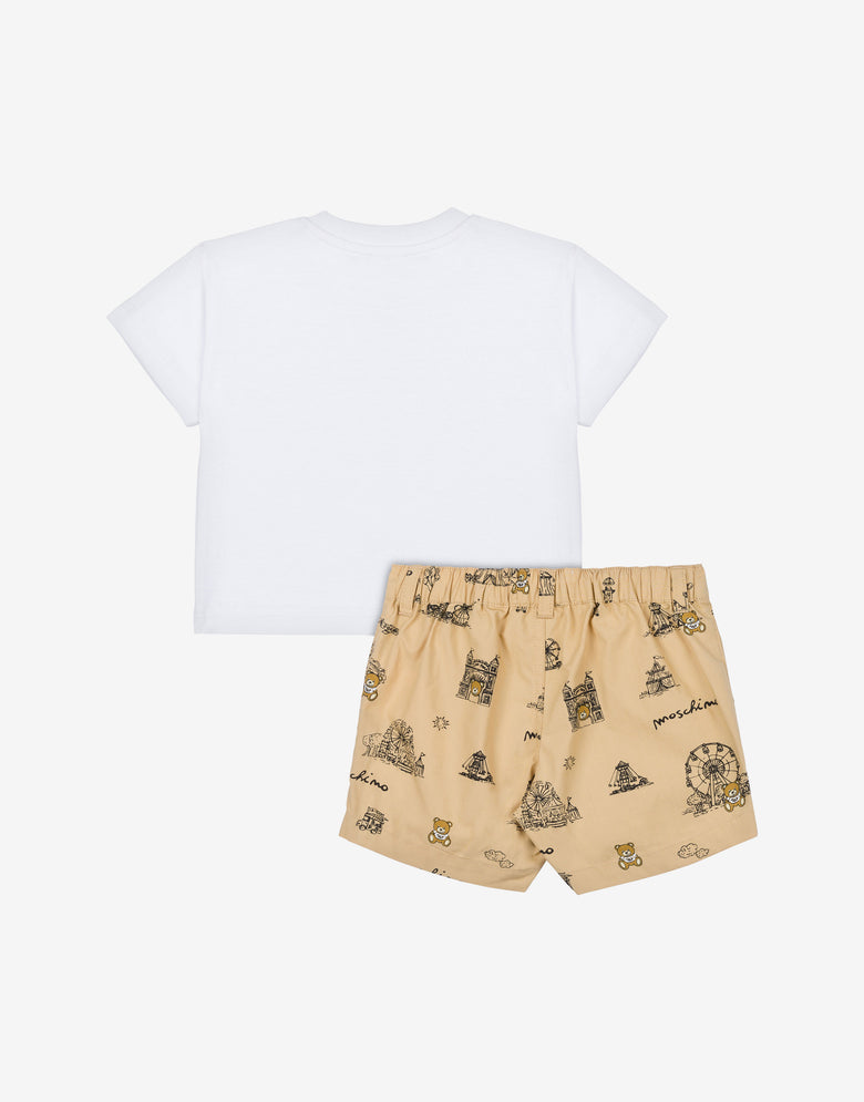 Conjunto de camiseta y pantalón corto Teddy Bear Beige Moschino 1