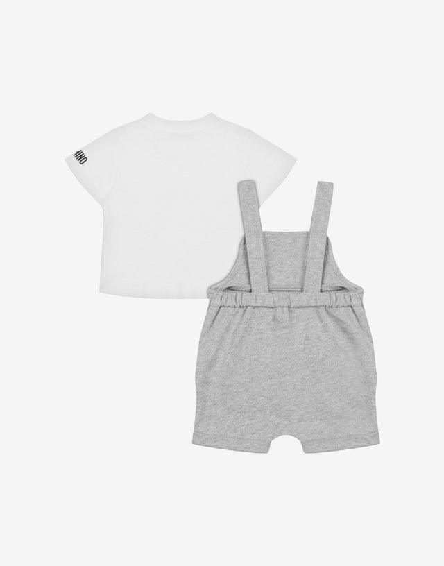 Completo t-shirt e salopette in felpa Grigio Moschino 1