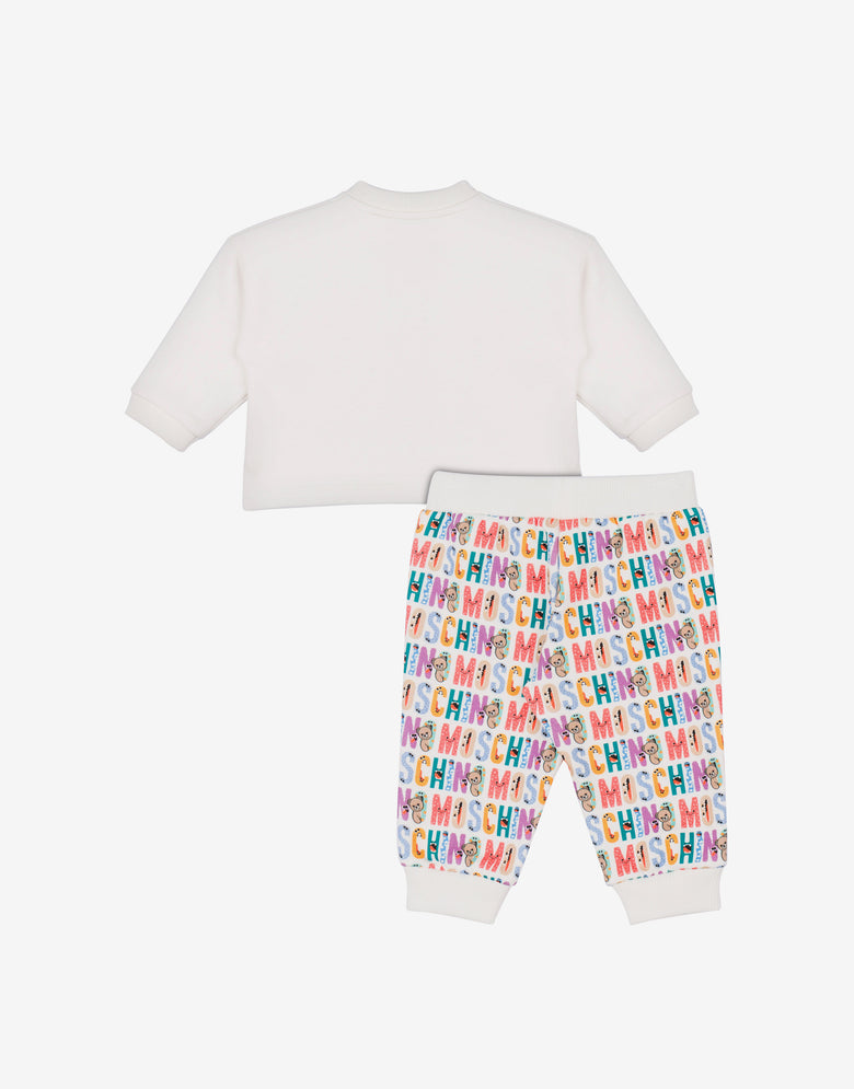 Printed cotton fleece sweatpants suit White Moschino 1