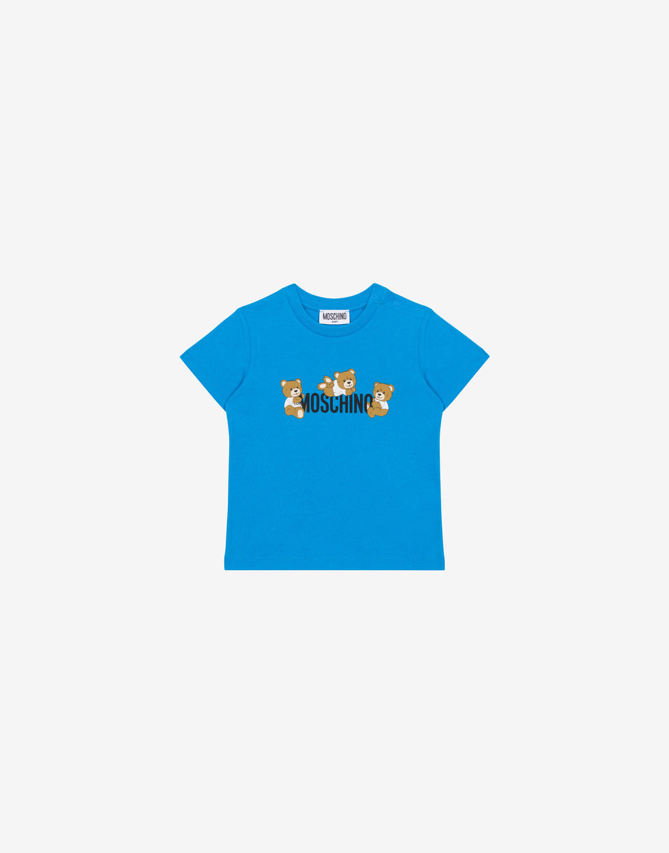 Jersey T-shirt Teddy Logo Bluette Moschino 0