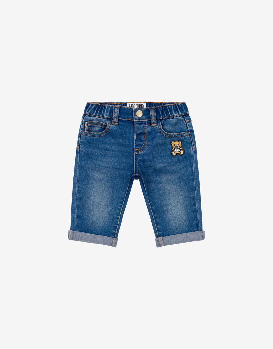 Teddy Patch stretch denim trousers Dark denim Moschino 0