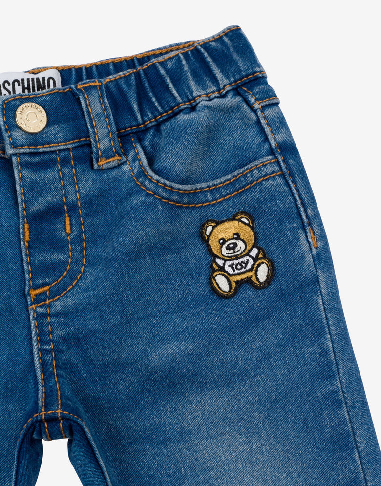 Teddy Patch stretch denim trousers Dark denim Moschino 2