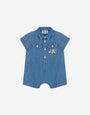 Short romper in chambray Goose & Teddy Bear