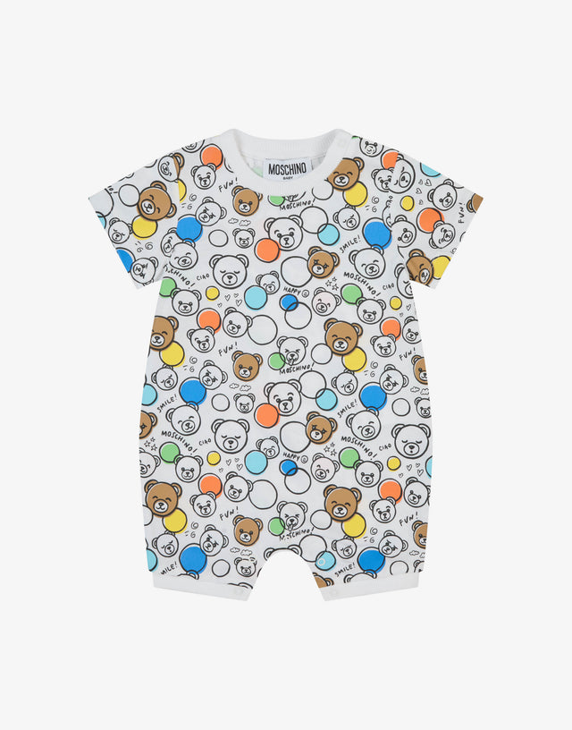 Combinaison en jersey de coton imprimé Blanc Moschino 0