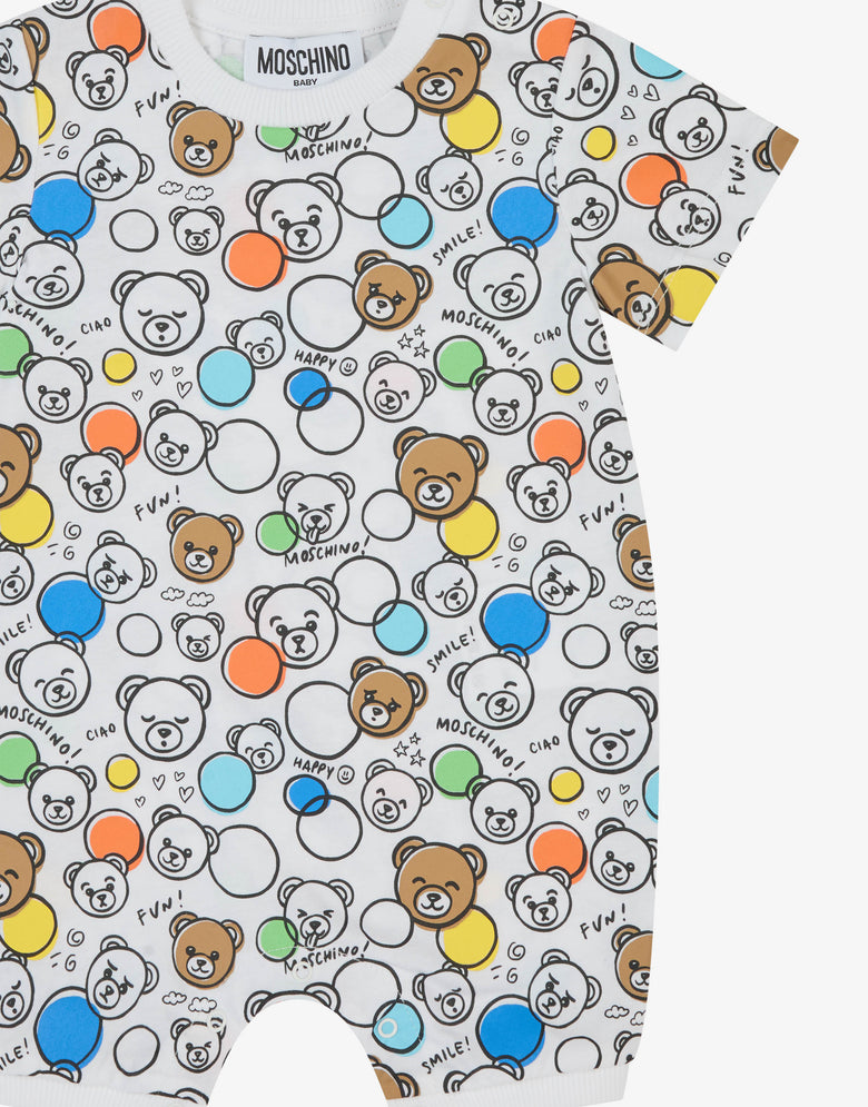 印花棉质针织连体衣 白色 Moschino 2