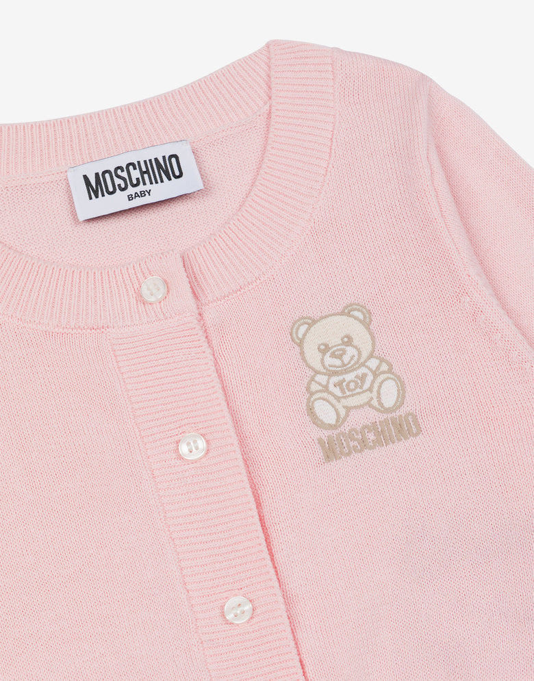 Cotton cardigan Teddy Bear Confetti pink Moschino 1