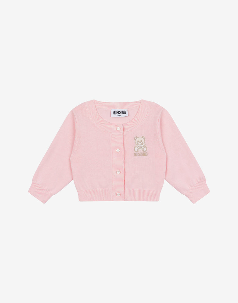 Cotton cardigan Teddy Bear Confetti pink Moschino 2