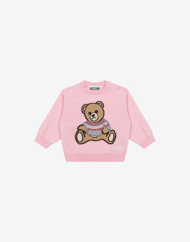 Teddy Bear Crew-Neck Sweater Pale pink Moschino 0