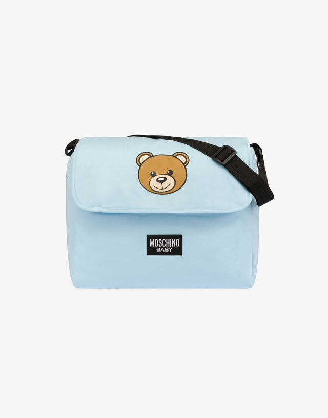 Mom Bag with Changing Mat Teddy Print Azure Moschino 0