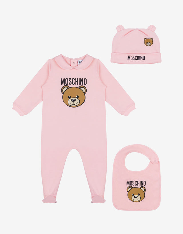 Set tutina, bavaglino e cappello in felpa Teddy Bear  Moschino 0