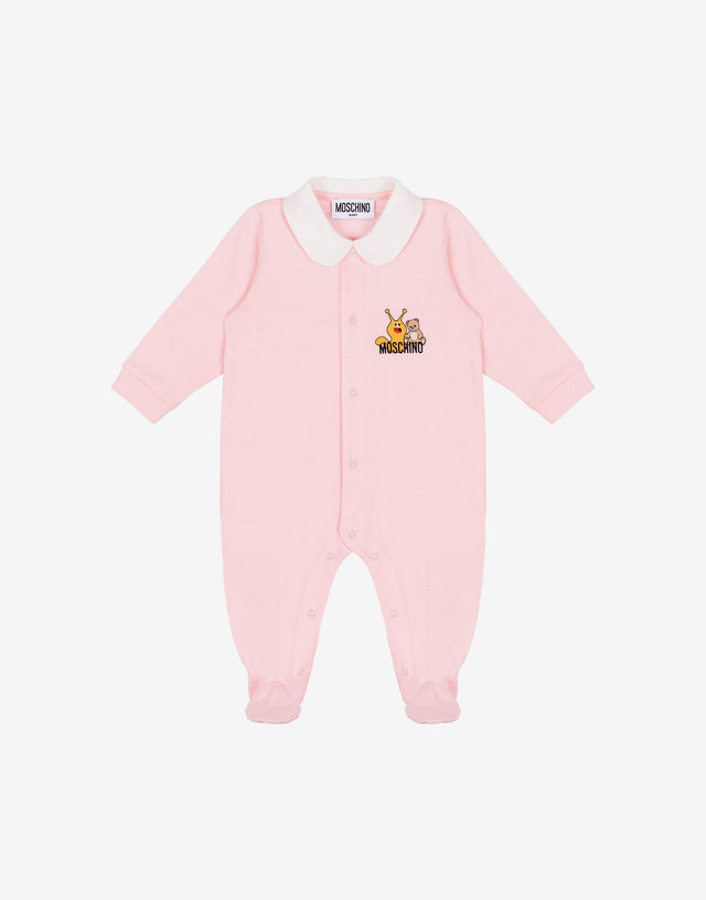 Tutina in cotone stampata Rosa confetto Moschino 0
