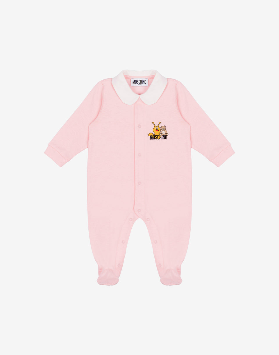 Printed cotton sleepsuit Confetti pink Moschino 0