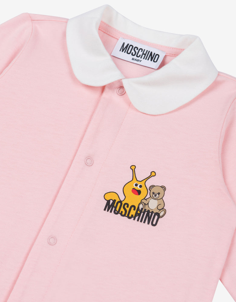 Printed cotton sleepsuit Confetti pink Moschino 2