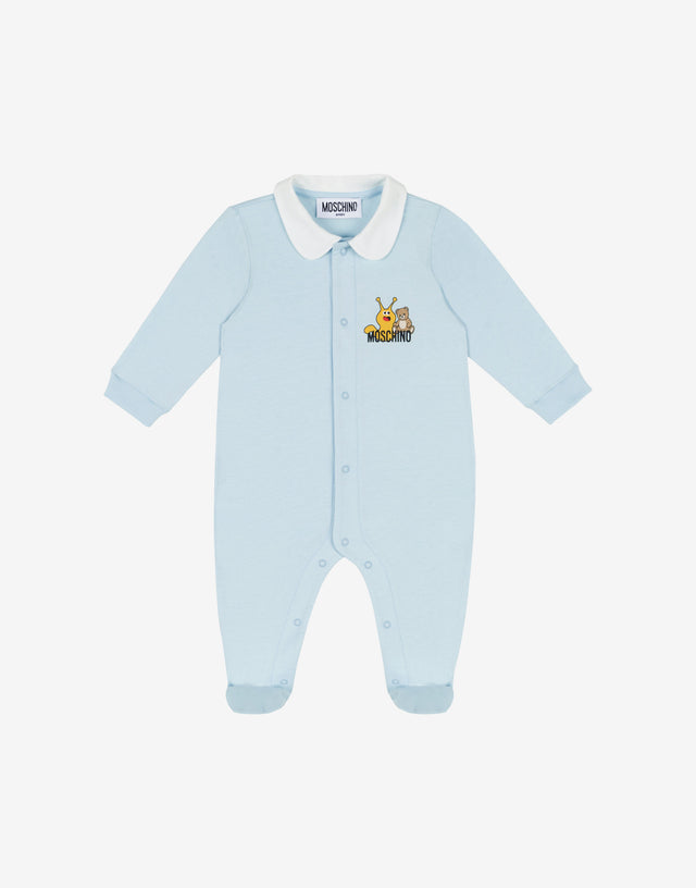 Bedruckter Schlafanzug aus Baumwolle Hellblau Moschino 0