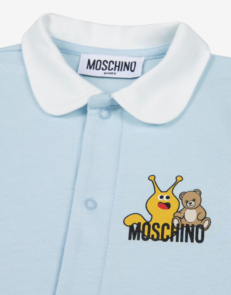 Bedruckter Schlafanzug aus Baumwolle Hellblau Moschino 2