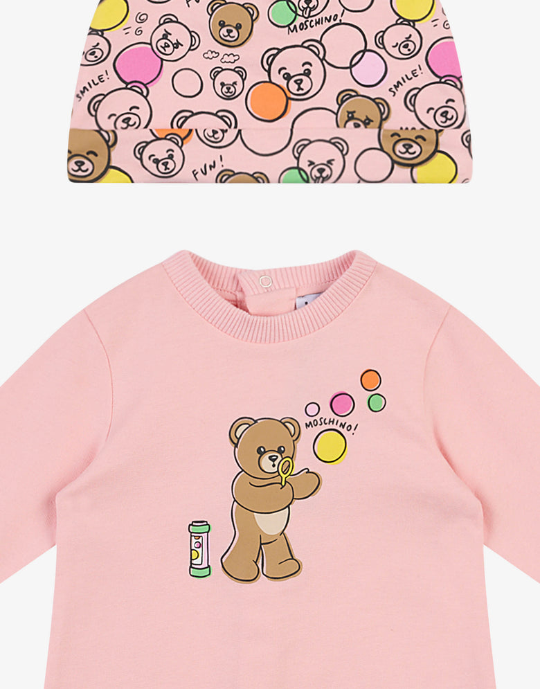 棉质连体衣和帽子套装 粉红色 Moschino 2