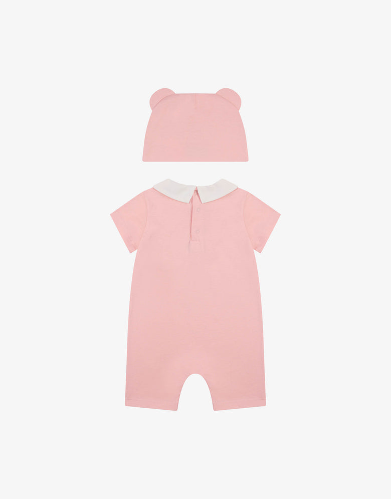 Ensemble combinaison et bonnet en jersey de coton Moschino Teddy Bear Rose Moschino 1