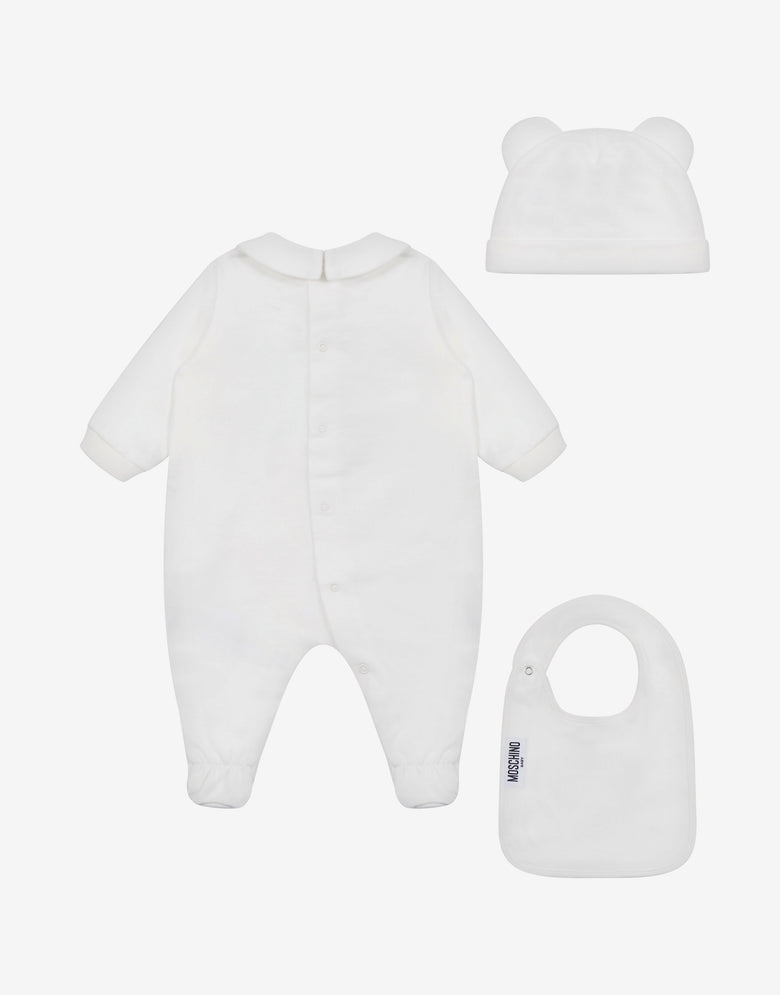 Set mit Strampler, Mütze und Lätzchen Moschino Teddy Bear Weiß Moschino 1