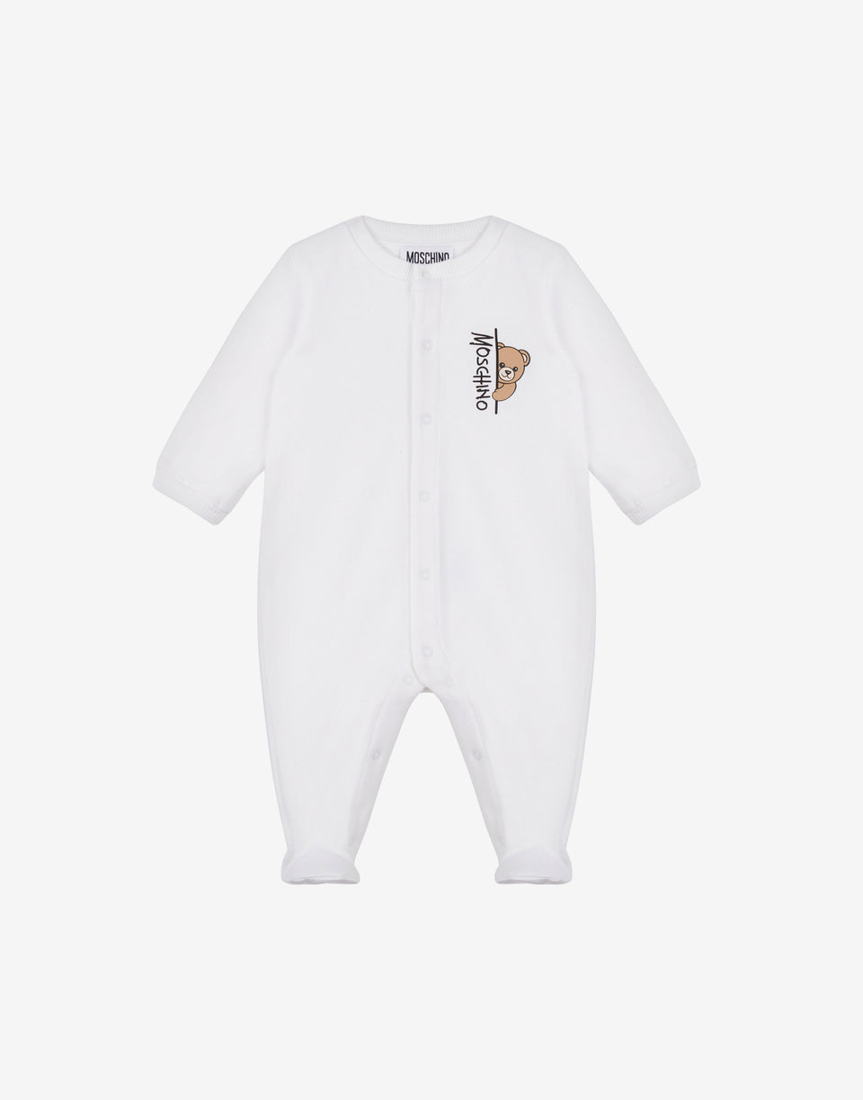 モスキーノのテディベア柄ロンパース ホワイト Moschino 0