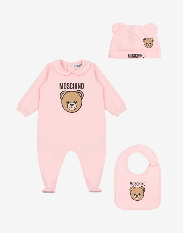 Conjunto de body, gorrito y babero Moschino Teddy Bear Rosa claro Moschino 0