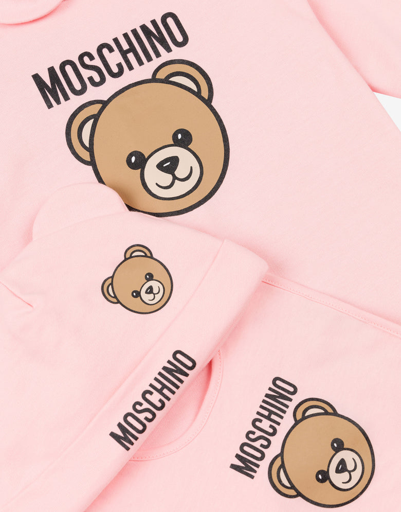 Moschino Teddy Bear Romper, Hat, and Bib Set Pale pink Moschino 2