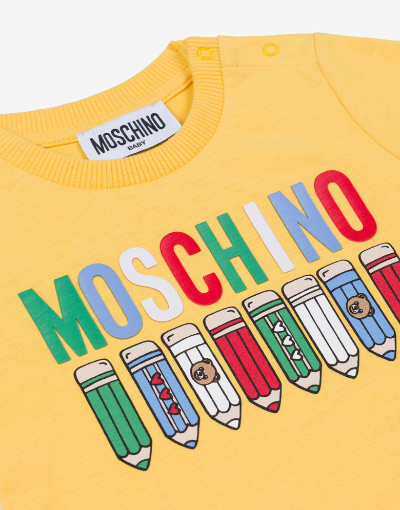 Printed cotton jersey T-shirt Yellow Moschino 2