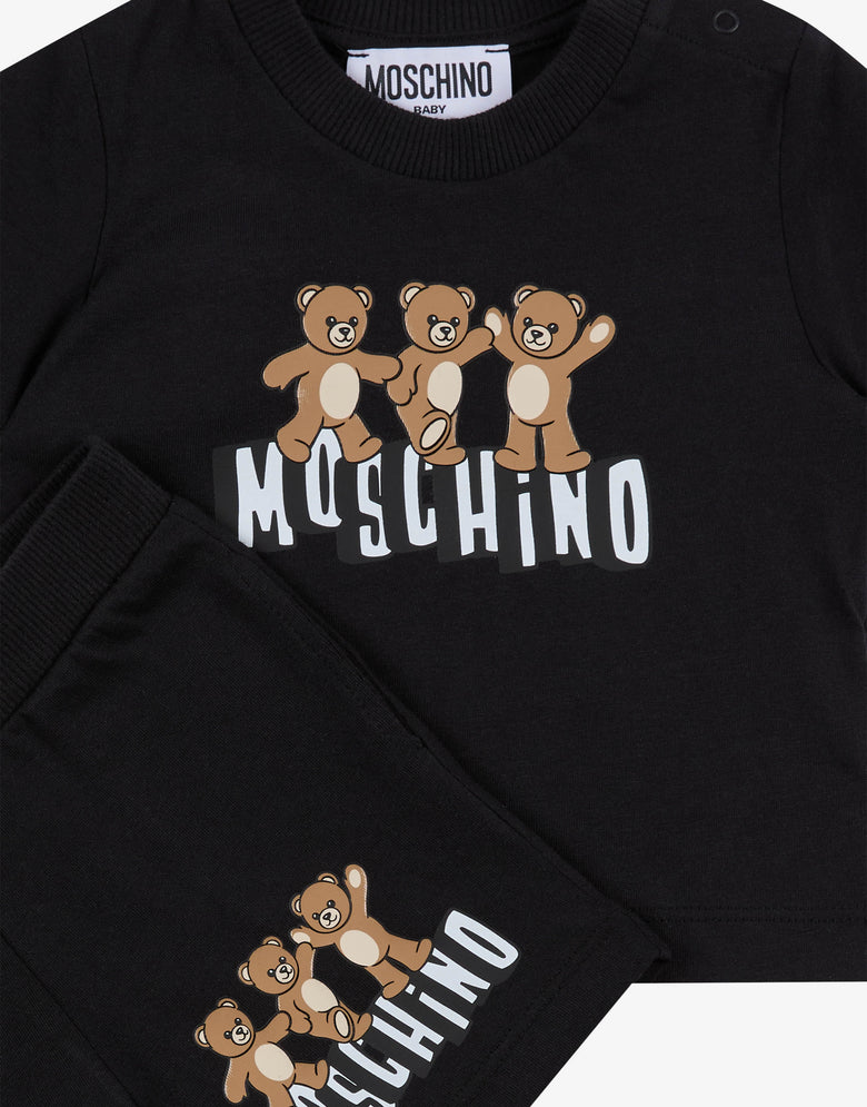 棉质针织T恤和短裤套装 黑色 Moschino 2