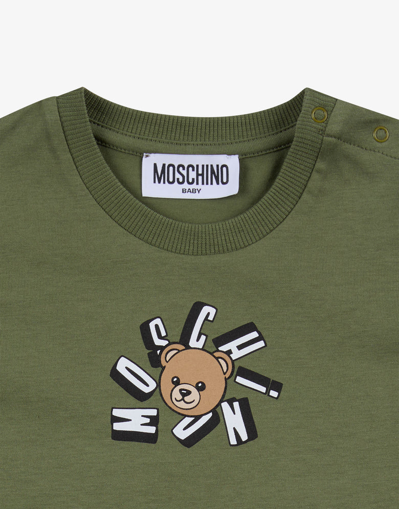 モスキーノ テディベア コットンジャージーTシャツ オリーブグリーン Moschino 2