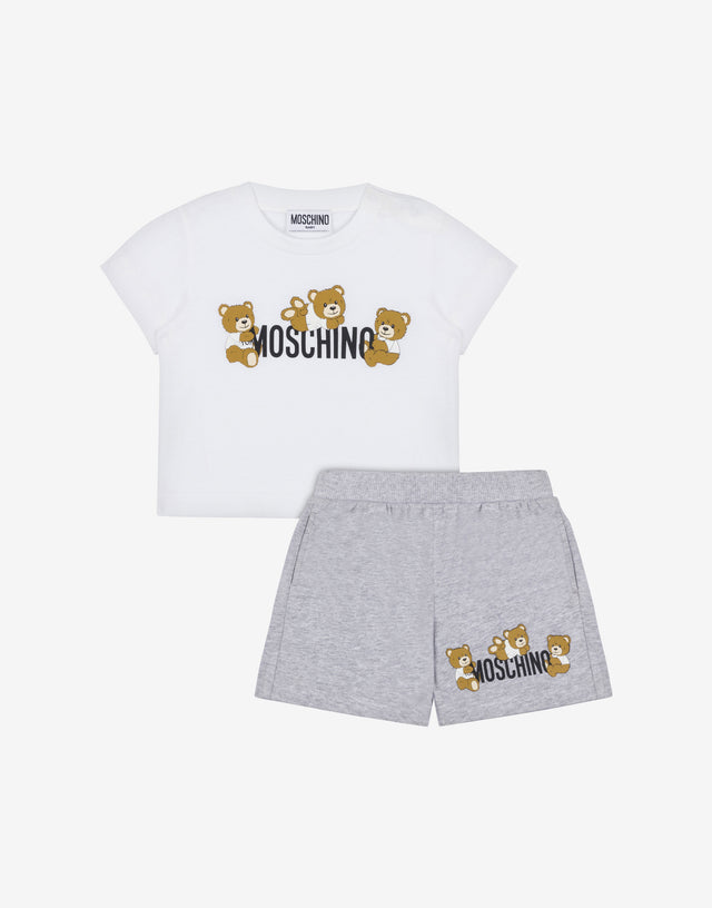 T-shirt e short in jersey Teddy Bear Grigio Moschino 0