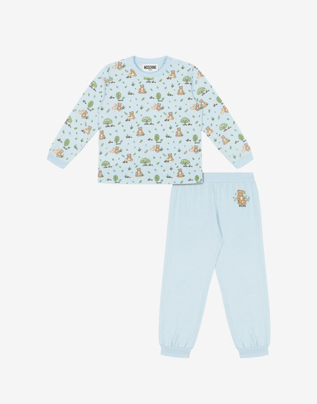 モスキーノ テディベア・コットン・ジャージーTシャツ＆パンツセット スカイブルー Moschino 0