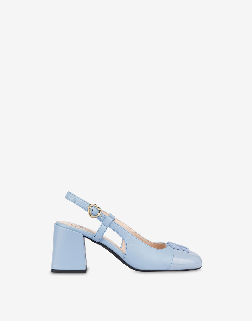 Slingbacks en nappa LM Monogram Bleu clair Love Moschino 1
