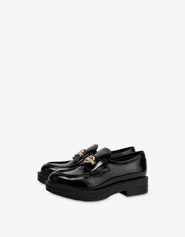 Mocassini in vitello spazzolato Heart Logo Nero Love Moschino 0