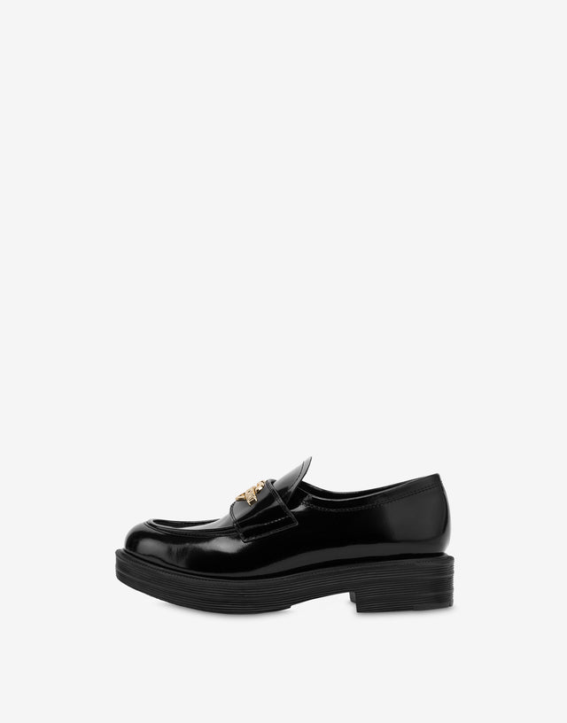 Mocassini in vitello spazzolato Heart Logo Nero Love Moschino 1