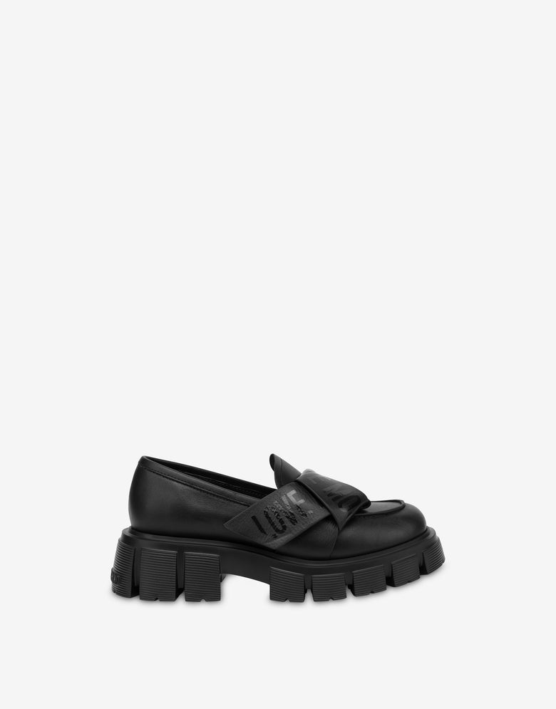 Calfskin moccasins Black Love Moschino 1