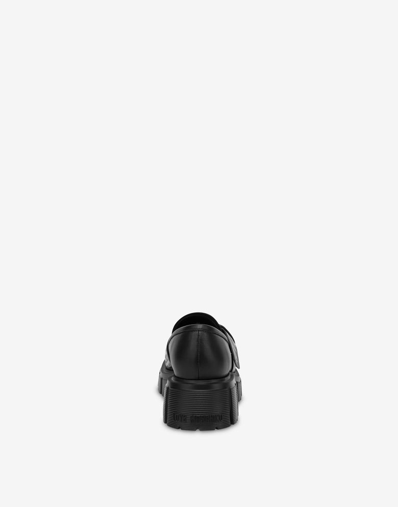 Calfskin moccasins Black Love Moschino 2