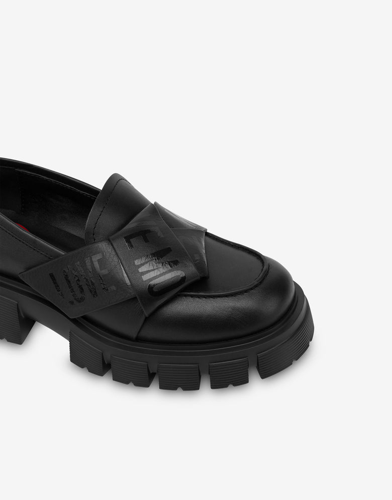 Calfskin moccasins Black Love Moschino 3