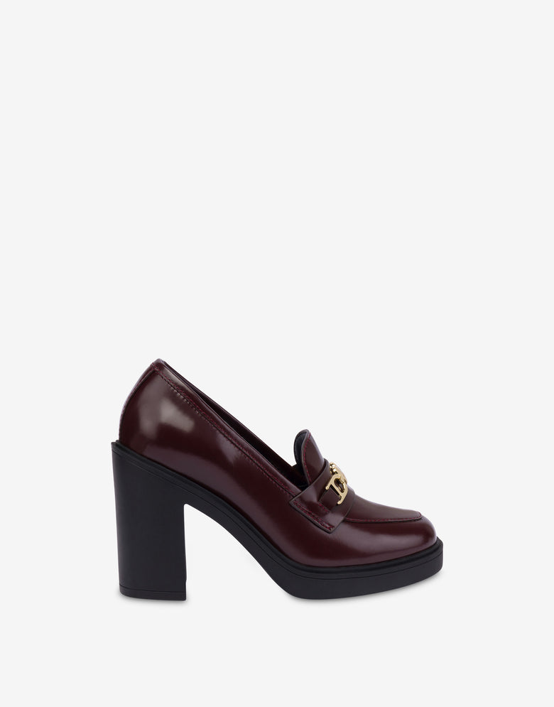 Escarpins en cuir de veau Bordeaux Love Moschino 1