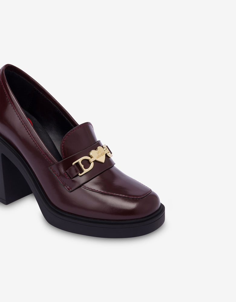 Escarpins en cuir de veau Bordeaux Love Moschino 3