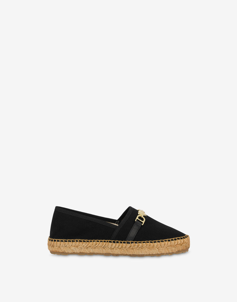Espadrilles en toile avec mors Noir Love Moschino 1