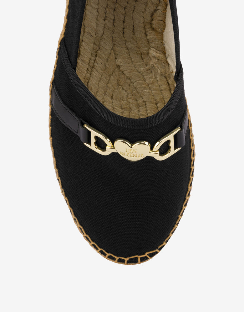 Espadrilles en toile avec mors Noir Love Moschino 3